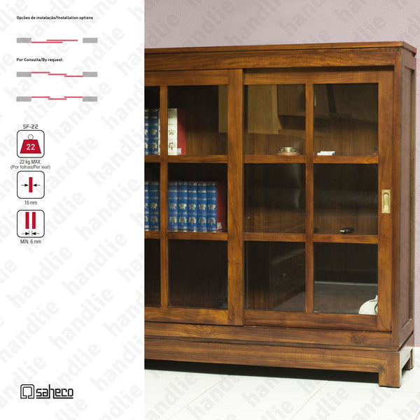 Substenta Timber KIT SF-22 - Sliding door systems for wooden furniture and wardrobes / Supported  - Up to 22Kg per leaf | SAHECO