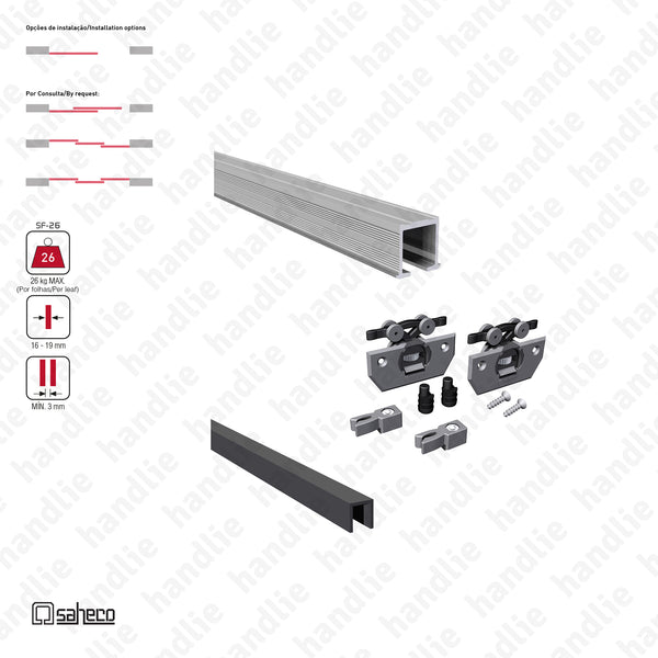 Click Timber SF-26 - Sliding door systems for wooden furniture and wardrobes / Hanging - Up to 26Kg per door | SAHECO