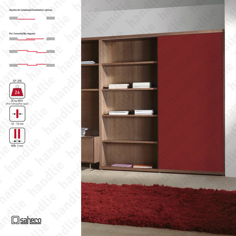 Click Timber SF-26 - Sliding door systems for wooden furniture and wardrobes / Hanging - Up to 26Kg per door | SAHECO
