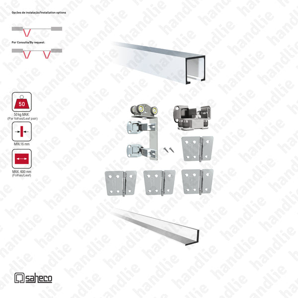 PLICAT L TIMBER: SF-50 D - Sliding door systems for wooden furniture and wardrobes / Foldable doors - Up to 50Kg per leaf pair | SAHECO