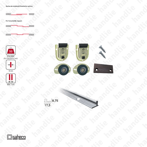 Exar L Timber SF-51 - Sliding door system for wooden furniture and wardrobes / Supported - Up to 50Kg per leaf | SAHECO