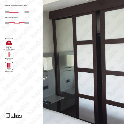 Nitro Timber SF-SA60 - Sliding door system for wooden furniture and wardrobes / Hanging - Up to 90Kg per leaf | SAHECO