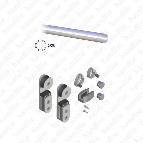 SV-I46 - Track and rollers kit for passage sliding glass doors - Up to 45Kg - STAINLESS STEEL | SAHECO