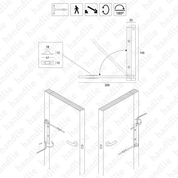 M.5613 - Spring arm door closer - Aluminium