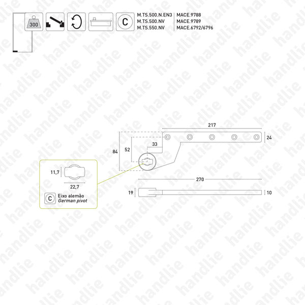 MACE.44579 - Bottom strap for floor springs - Single action doors up to 300kg | GEZE
