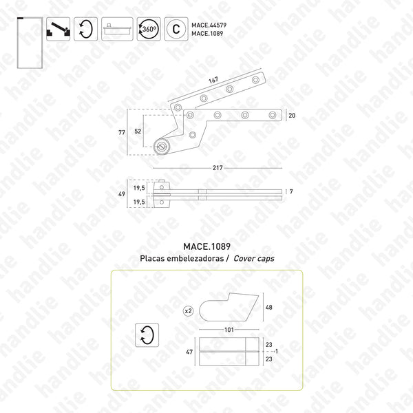 MACE.44787 - Top pivot for floor springs - Single action doors | GEZE