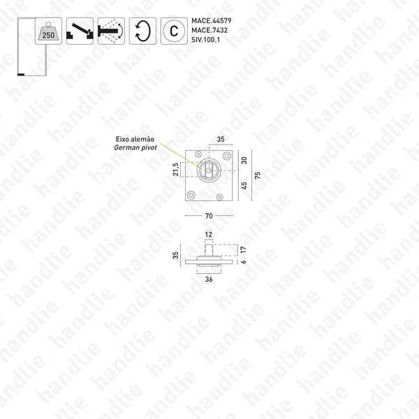 MACE.9788 - Pivot for single or double action doors up to 250Kg | GEZE