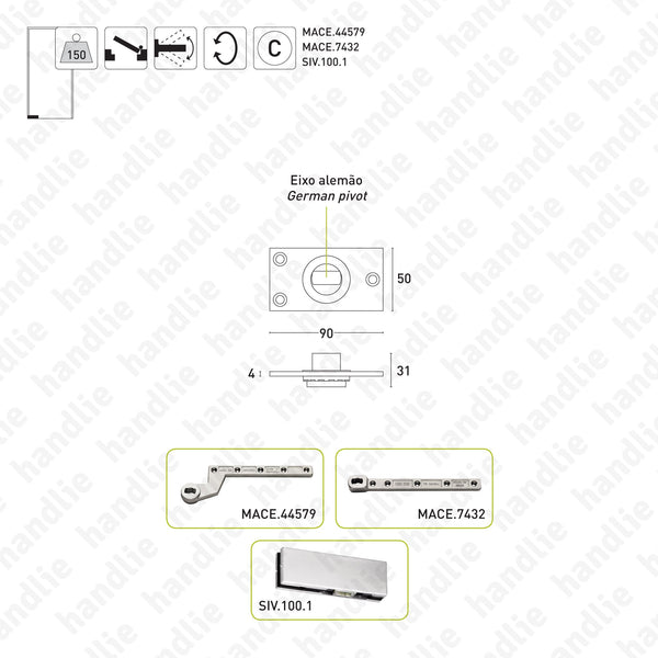 MACE.9789 - Pivot for single or double action doors up to 150Kg | GEZE