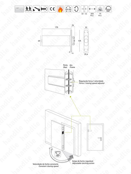 MR.85 - Concealed chain door closer - PERKOMATIC