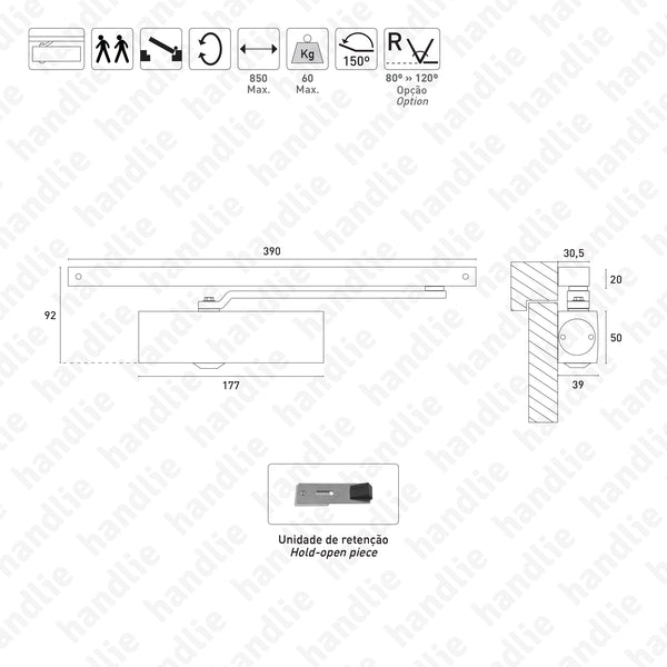 TS.1500G - Overhead door closer with guide rail - GEZE - 60Kg | GEZE