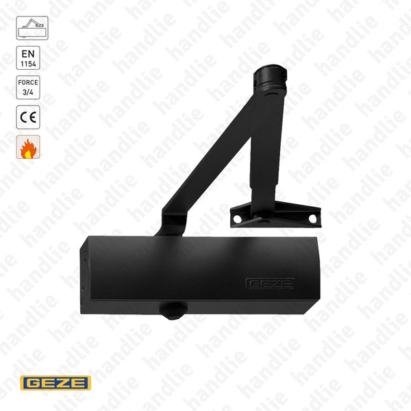 TS.1500 - Overhead door closer with link arm - GEZE - Force 3/4 - 80Kg - Black/White | GEZE