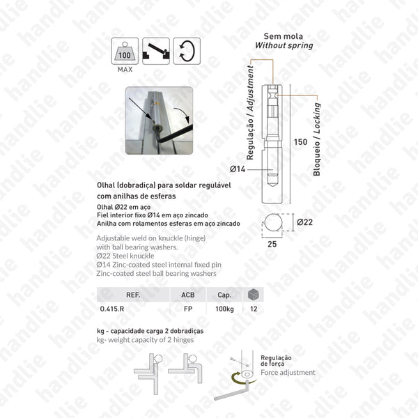 O.415.R - Adjustable weld on hinge - Steel