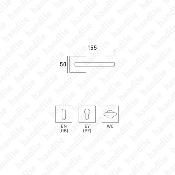 P.1280 - PRISMA - Lever handle pair for doors - Brass