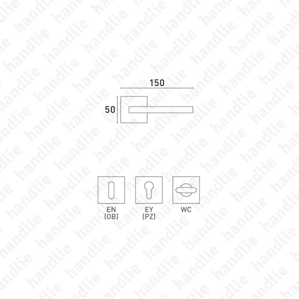 P.1300 - SINTESI - Lever handle pair for doors - Brass
