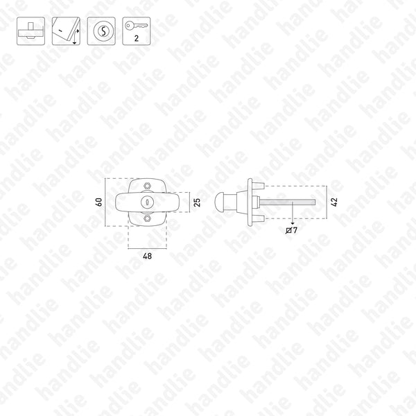 P.1995 - Single turning handle (tourniquet) with key