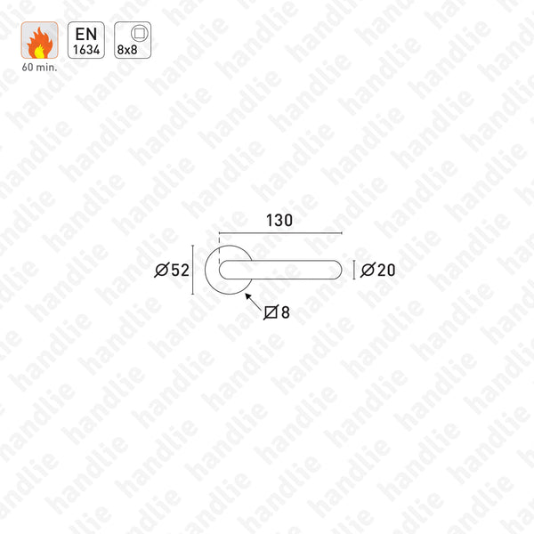 P.IN.78101.CF60.Y - Turning/turning lever handle pair for fire doors - Stainless Steel