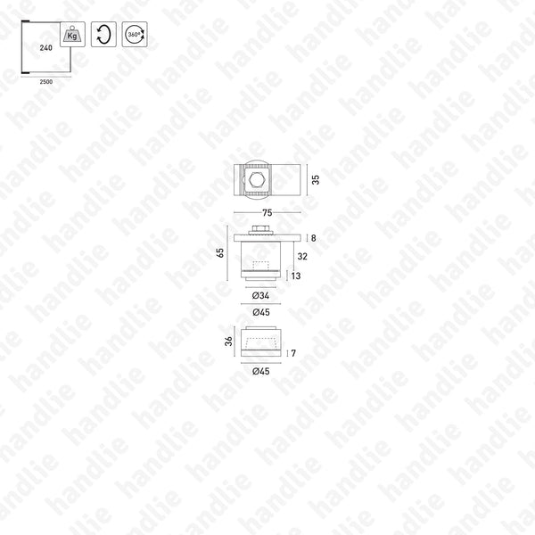P.438.439-P - Pivot kit - 240 kg - Steel