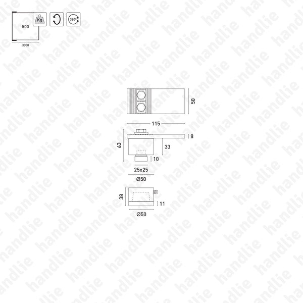 P.438.439 - Pivot kit - 500 kg - Steel