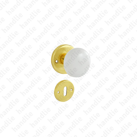 P.5152 - Knob Pair (Ø58) - Brass + Porcelain