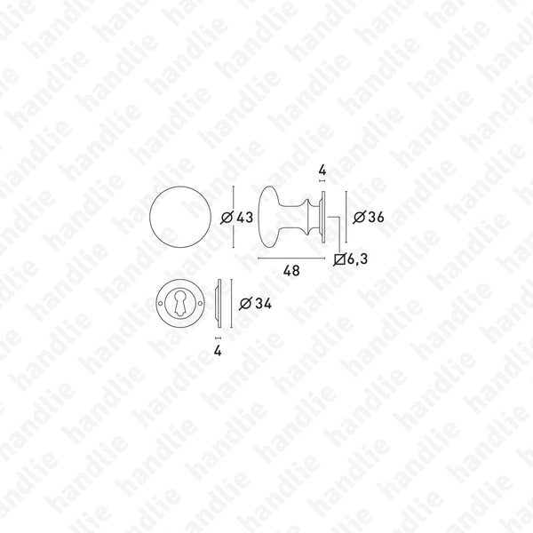 P.5490 - Door Knobs - Brass