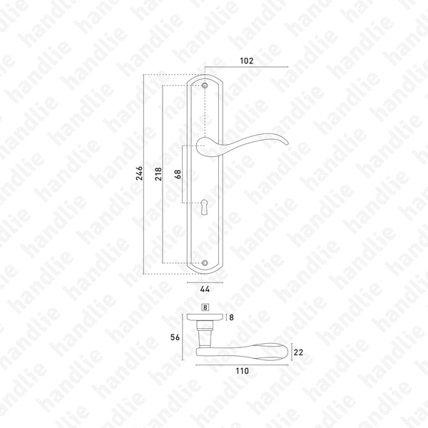 P.5603 - Lever handle pair - Brass
