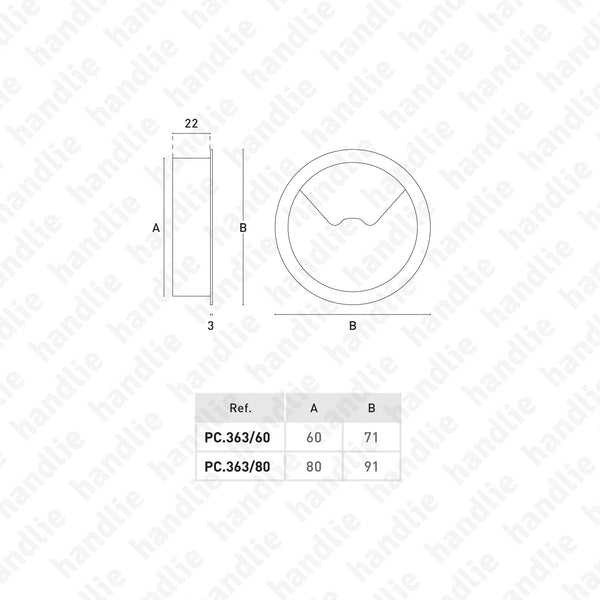 PC.363 - Cable tidy with cover for tables