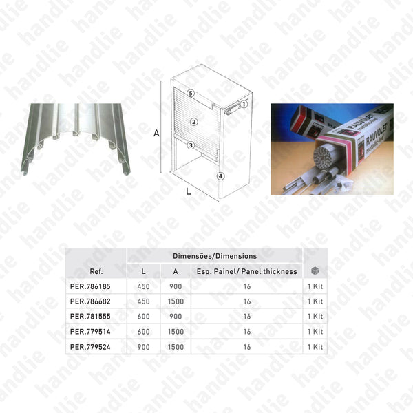 PER.786185 - Metallic-Line shutter kit for kitchen with 16mm panels