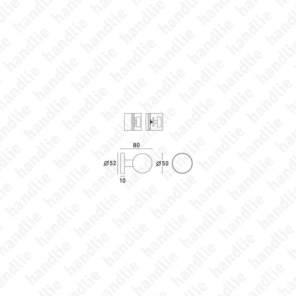 PF.IN.8004.B - Single fixed knob - Stainless Steel