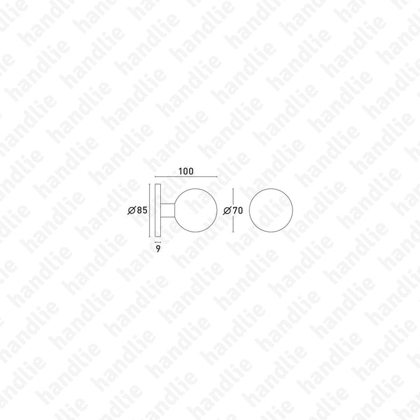 PF.IN.8844A - Single fixed knob (Ø68) - Stainless Steel