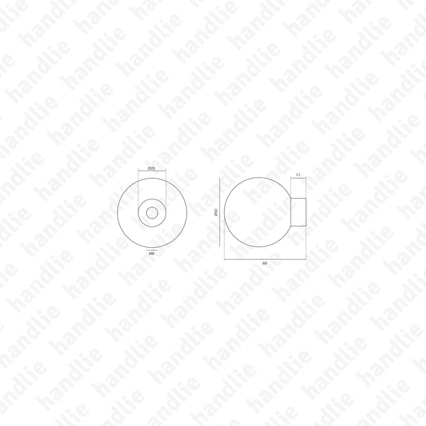 P.IN.8004.V - Fixed handle pair - Glass - Stainless Steel