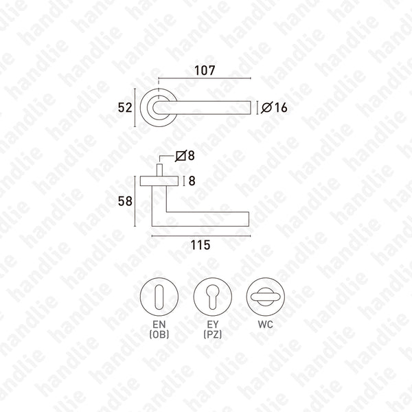 P.IN.8164 - Lever handle pair - Matt Black Stainless Steel