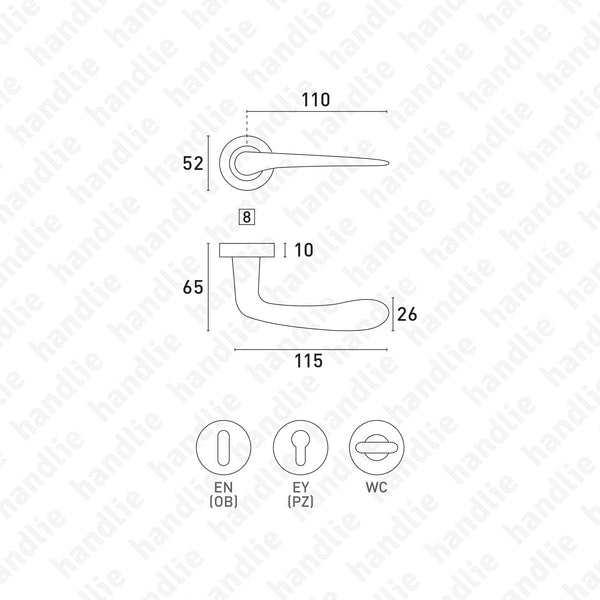 P.IN.8217 - Lever handle pair - Stainless Steel