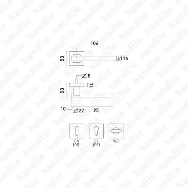 P.IN.8260 - Lever handle pair - Stainless Steel