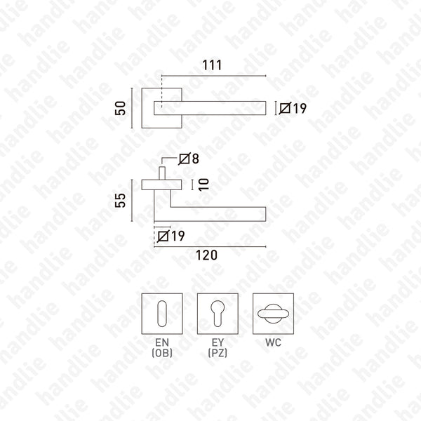 P.IN.8262 - Lever handle pair - Stainless Steel