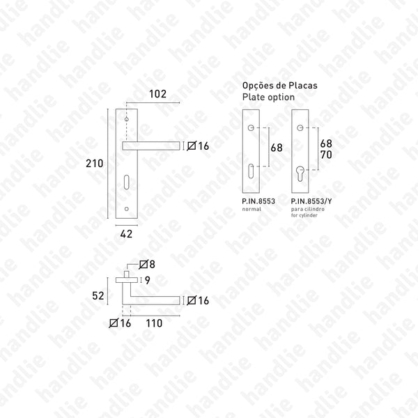 P.IN.8553 - Lever handle pair - Stainless Steel
