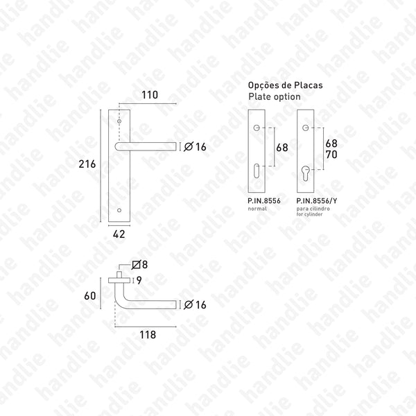 P.IN.8562.A - Lever handle pair - Stainless Steel