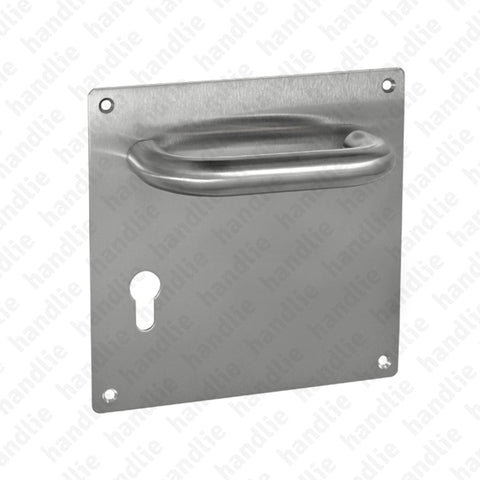 P.IN.8571 - Lever handle pair with square plate - Stainless Steel
