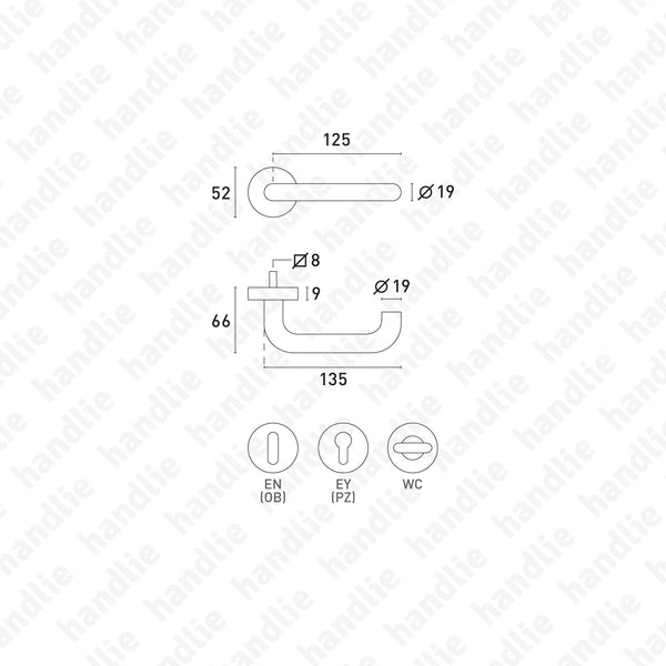 P.IN.98101 - Lever handle pair - Stainless Steel
