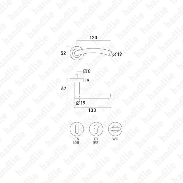P.IN.98108 - Lever handle pair - Stainless Steel