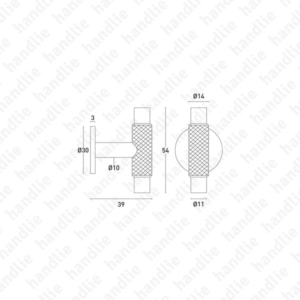 PM.7603 | MANOR T - Furniture handle - Ø14x54