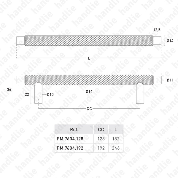 PM.7604 | MANOR - Furniture pull handle - CC 128 / CC 192