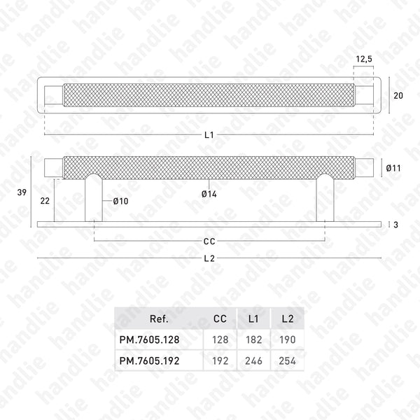 PM.7605 | MANOR BACK - Furniture pull handle - CC 128 / CC 192