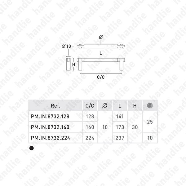 PM.IN.8732 - Furniture pull handles - Ø10 solid - STAINLESS STEEL