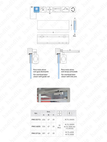 PMV.57126 - Mounting plates for overhead door closers in glass doors | GEZE