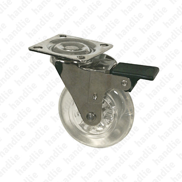 R.139 - Swivel castor with brake - Ø50 / Ø75 - Transparent