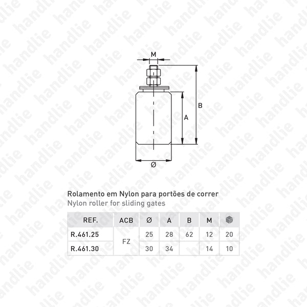 R.461 - Nylon roller for sliding gates - Steel