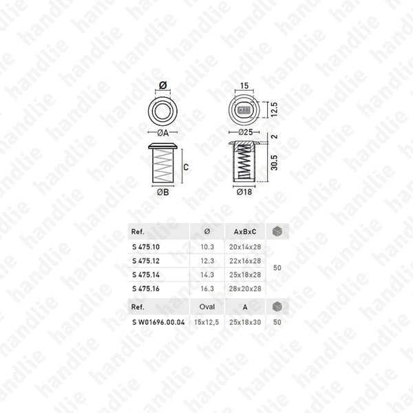 S.475 - Spring-loaded dust-proof flush floor socket