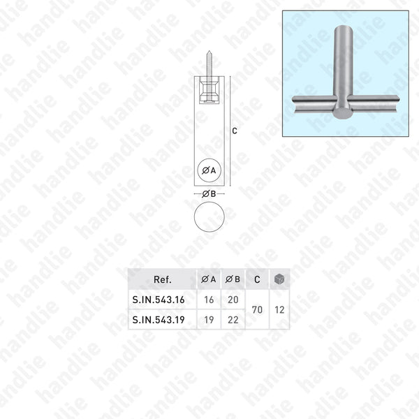 S.IN.543 - Centre support for rail - Stainless Steel