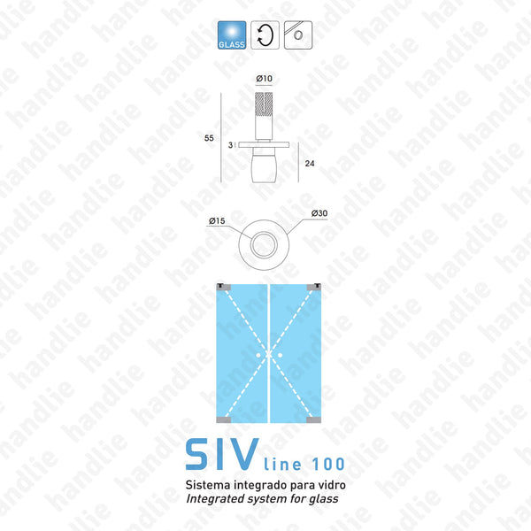 SIV.107 - Ceiling / top pivot - Single or double action glass doors