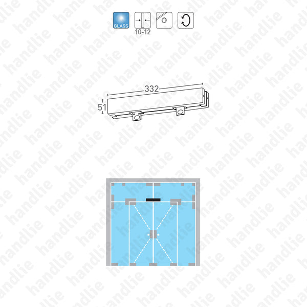 SIV.114 - Overpanel patch with pivot or stopper - Single or double action glass doors